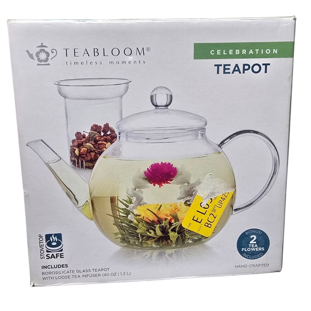 Teabloom Celebration Glass Teapot with Infuser - Clear